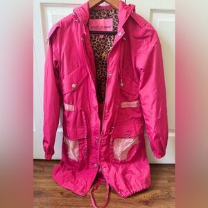 BETSEY JOHNSON Vibrant Pink Hooded Raincoat (S)